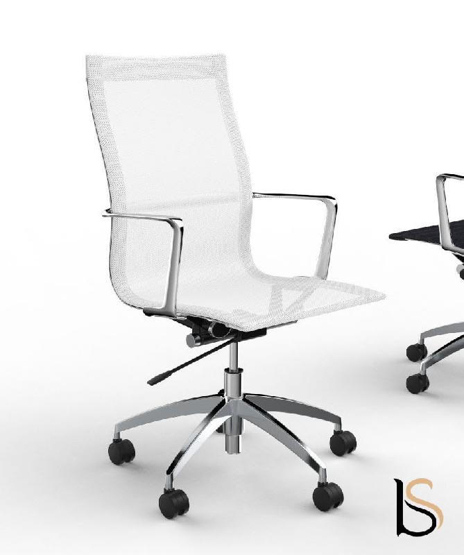 Fauteuil de direction Evole en résille - Mobel Linea - Blanc_1