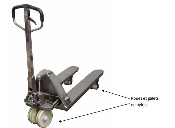 Transpalette manuel INOX 2T - Manuvit - 1150 x 520 mm - pour industrie alimentaire et chimique_1