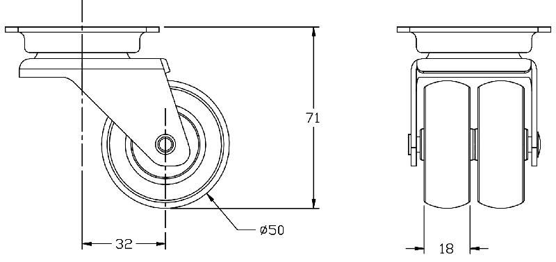 Roulette double 50mm 2