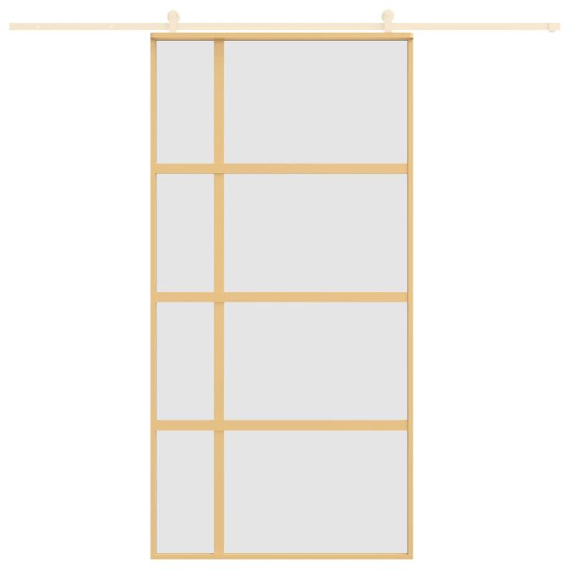 Vidaxl porte coulissante doré 102,5x205 cm verre esg dépoli aluminium 155195_1