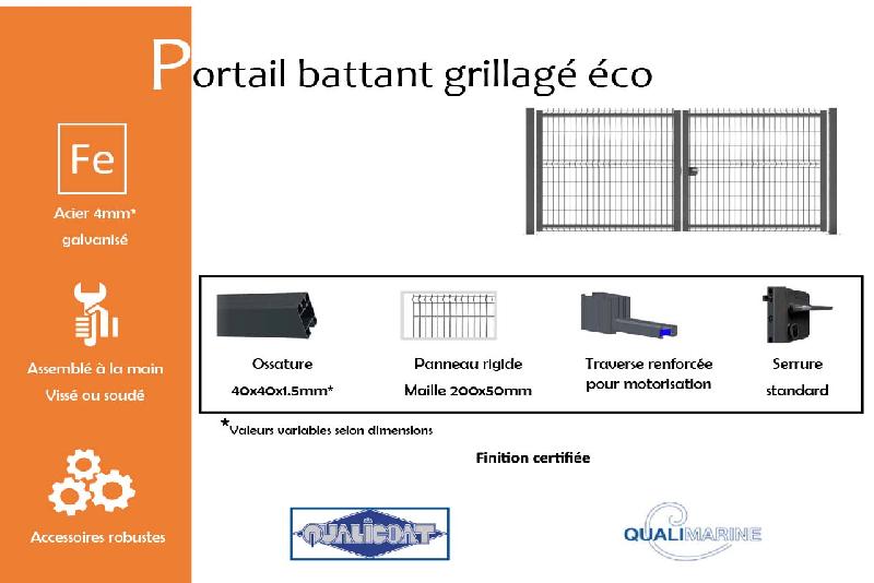 Portail battant grillagé eco - 3000 / 1750_1
