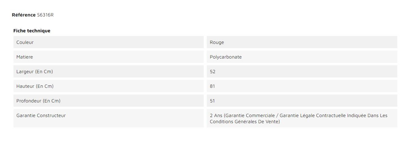 S6316R - Chaise empilable Gruvyer rouge - Weber Industries - largeur 52 cm - design italien_1