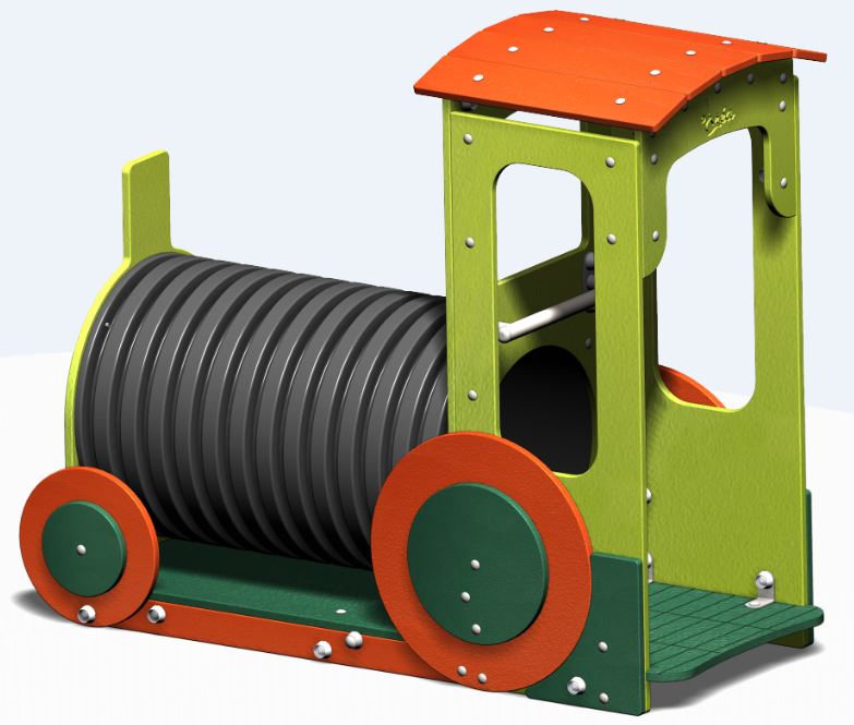 Transport locomotive inox PE gamme Microparc LocoPE4 - structure de jeux à thèmes pour enfants de 8 mois à 7 ans - Créa Équipements_1