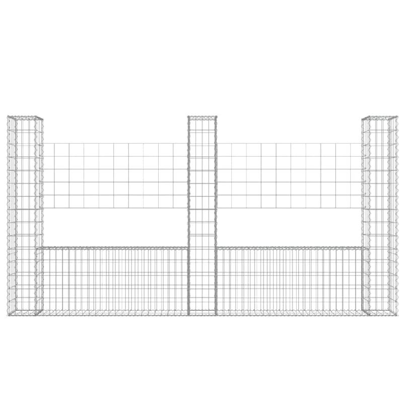 Vidaxl panier de gabion en forme de u avec 3 poteaux fer 260x20x150 cm 151283_1