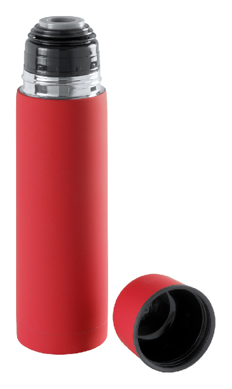 Thermos en acier inoxydable - finition caoutchoutée - 500 ml - couleur rouge_1