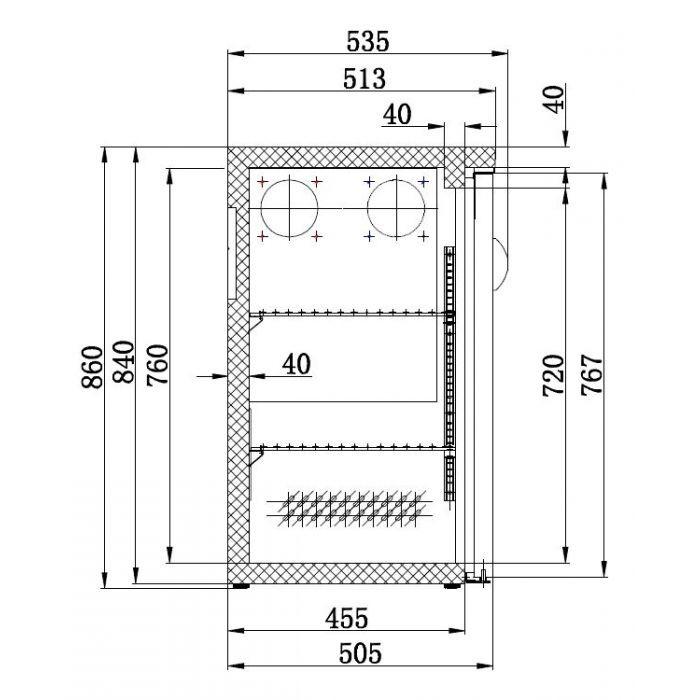 Arrière bar réfrigérée noir 3 portes l2002mm 7450.0320 COMBISTEEL_1
