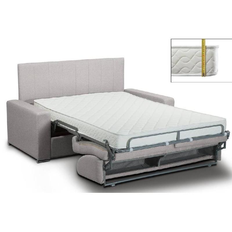 Canapé-lit CanapExpress Normandie - Velours gris silver - Matelas mémoire 22 cm - Tête de lit intégrée_1