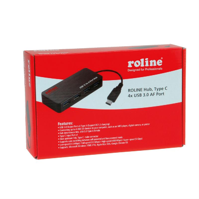 ROLINE Hub USB 3.2 Gen 1, 4 ports, prise type C_1