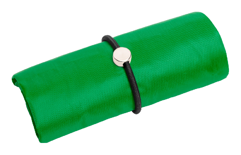 Sac shopping pliable - Polyester 190D - Avec bracelet en caoutchouc - Couleur verte_1