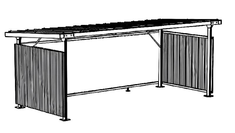 Abri deux roues en aluminium - 10 mètres - Toiture plane en tôle acier - Options de bardage et support cycles_1