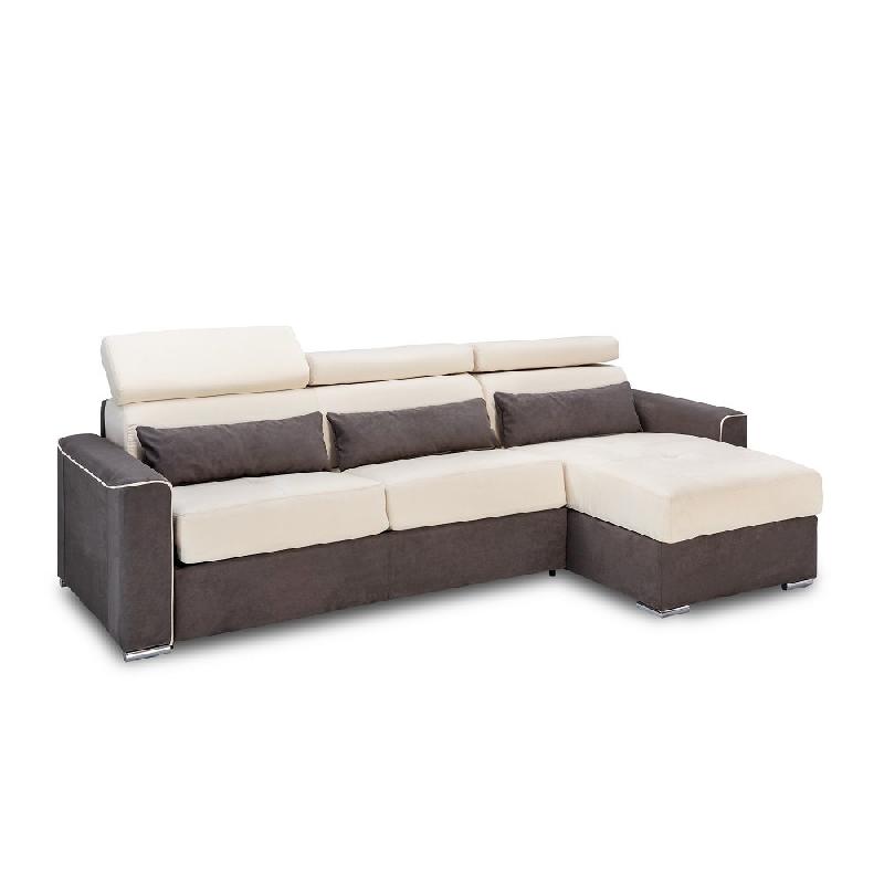 Canapé d'angle convertible express Canberra - Matelas 16 cm - Bicolore microfibre ivoire et gris anthracite - Fabrication italienne_1