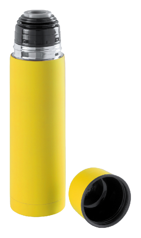 Thermos en acier inoxydable - finition caoutchoutée - 500 ml - couleur jaune_1