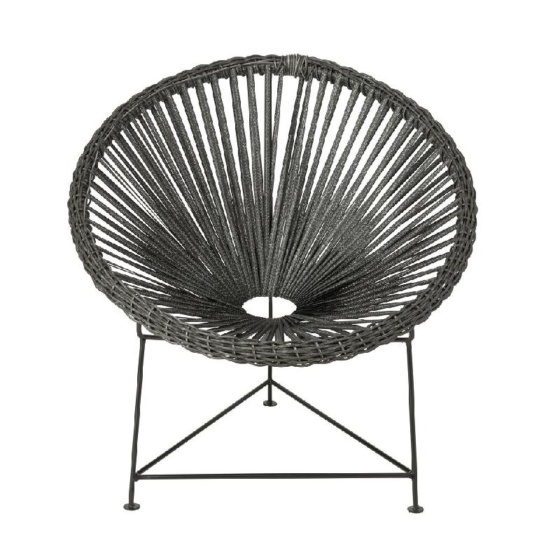 Fauteuil design Agafi en rotin noir - Forme œuf - Intérieur/Extérieur - Capacité 150 kg_1