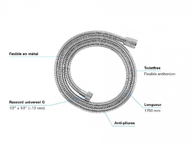 Flexible de douche GROHE VitalioFlex - longueur 150 cm - chrome éclatant et durable_1