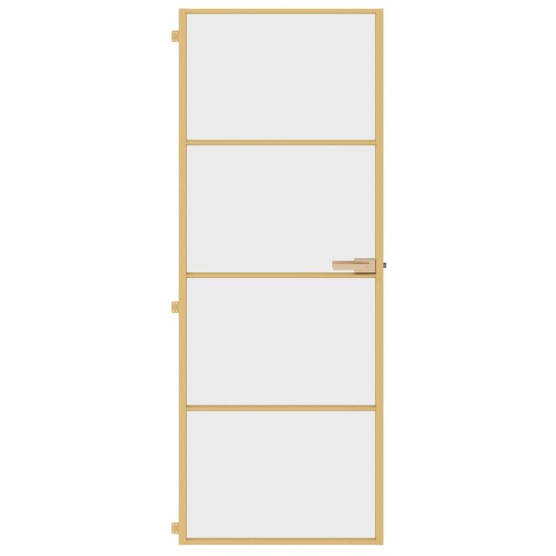 Vidaxl porte intérieure mince doré 76x201,5 cm verre trempé aluminium 155132_1
