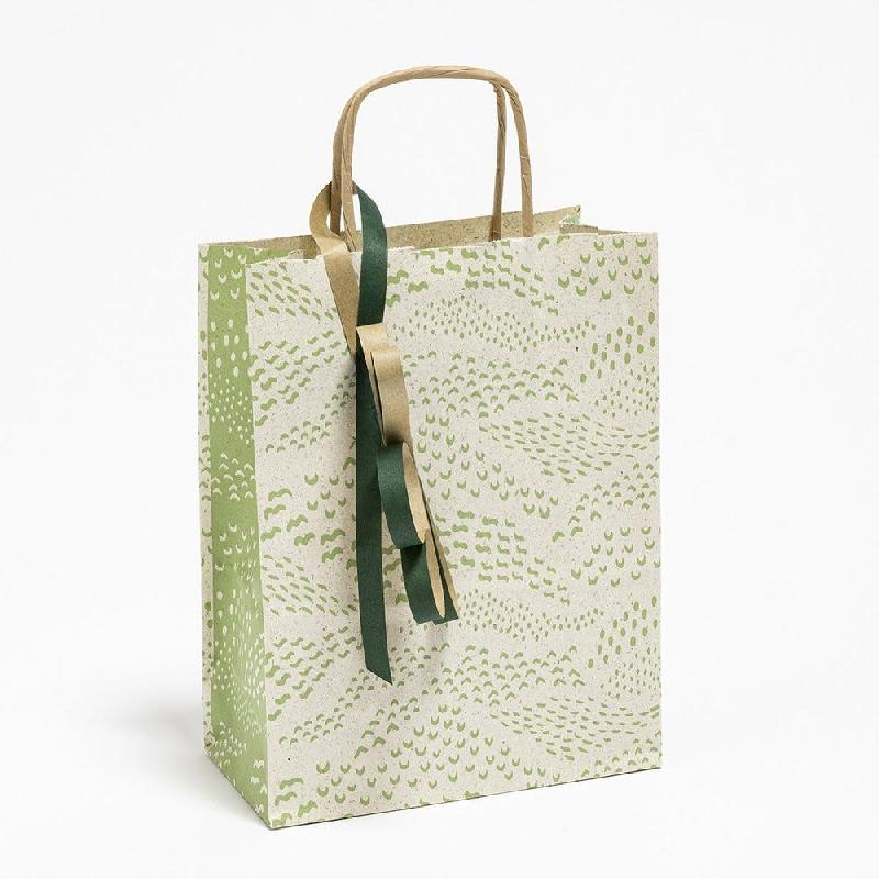 Sac kraft Toscane vert poignées torsadées 16x8x21 cm - par 25_1