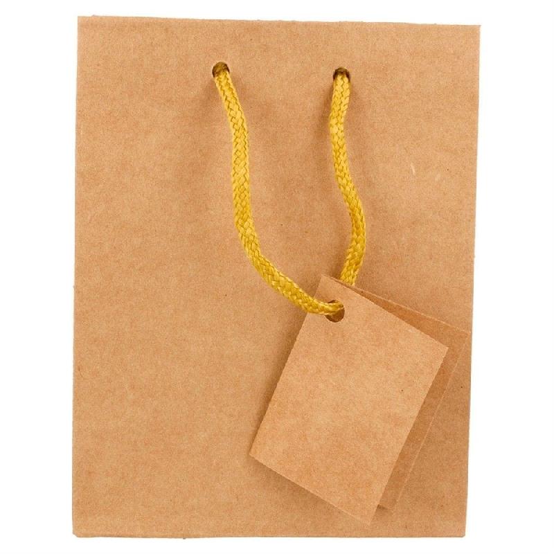 Sac luxe kraft naturel anses cordon naturel 11,4+6,4x14,6cm - par 10_1