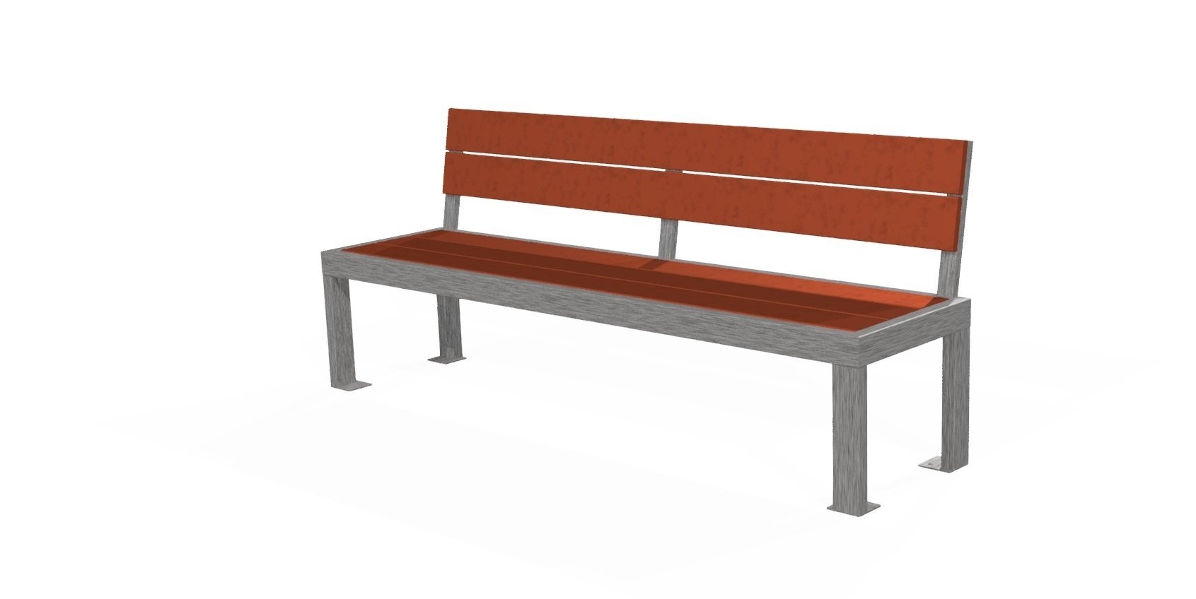 Banc public avec dossier - Acier inoxydable et bois exotique - Référence MUB15 - Longueur 2m_1