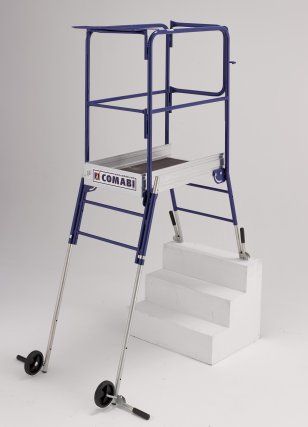 Helis - Plateforme de travail en acier époxy - Tubesca - Grande plate-forme 900 x 500 mm avec garde-corps rigide 360°_1