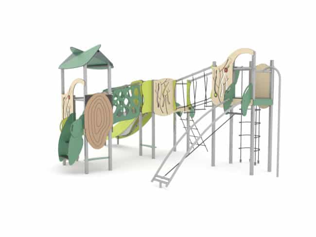 Structure multi-activités métallique Organik - LD1OR3081 - Ludoparc - 3 tours en inox avec planchers HPL_1