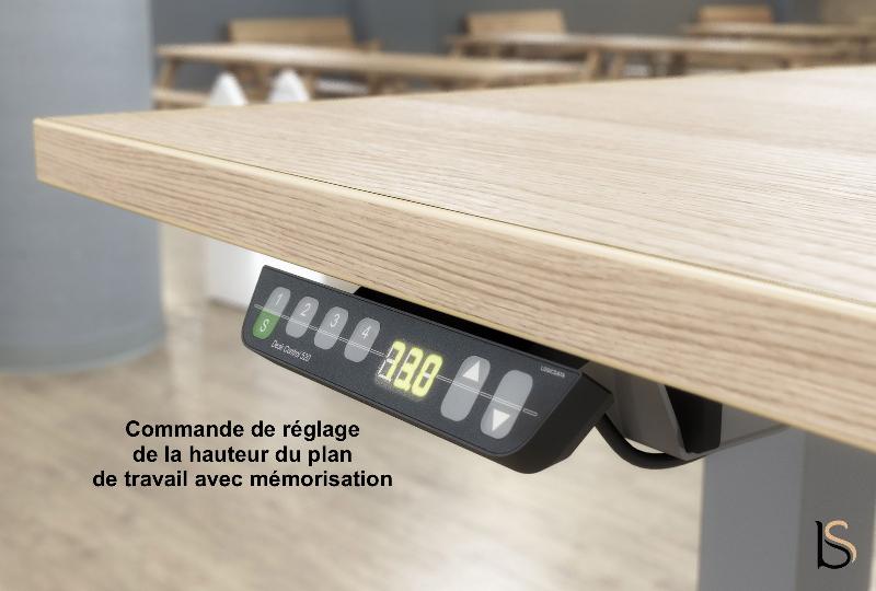 Bureau réglable en hauteur angles arrondis - Mobel Linea - Oui, 220, Blanc, Anthracite_1