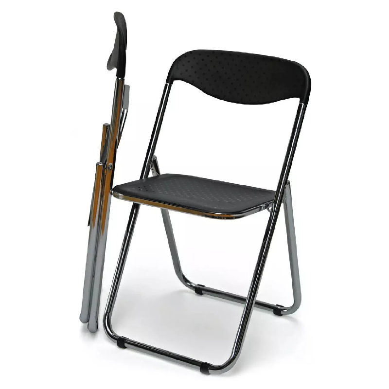 Chaise visiteur pliante assise et dossier PVC noir So Cerignola_1