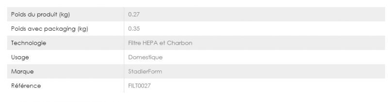 Filtre HEPA + charbon actif - air & me - 0,27 kg - FILT0027 - pour purificateur Roger Little_1