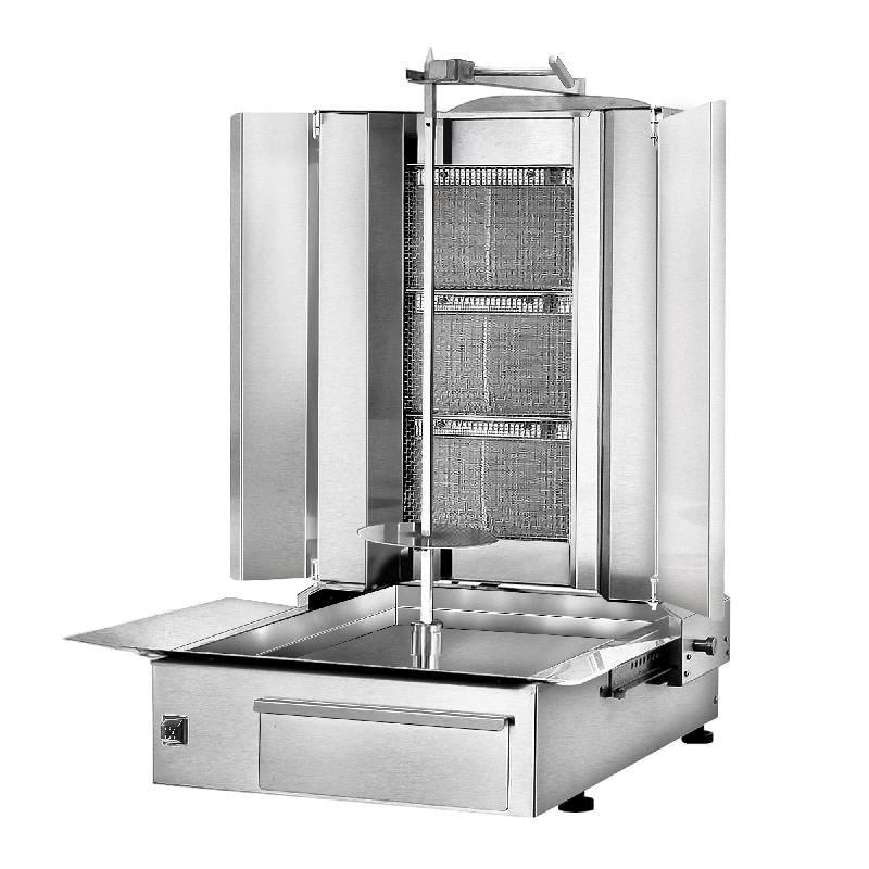 Grill Döner kebab gaz 3 brûleurs max 40 kg avec tôle de protection - moteur en bas_1