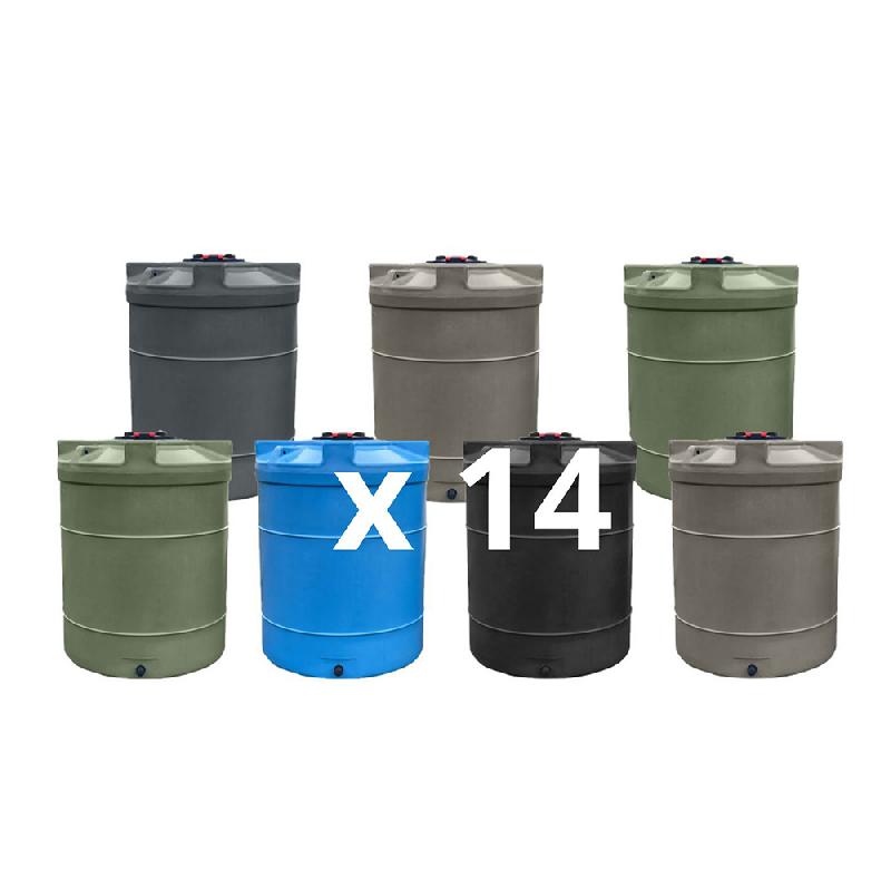Lot de 14 cuves de stockage d'eau 2000L verticales - Polyéthylène traité anti-UV - Fabrication française_1