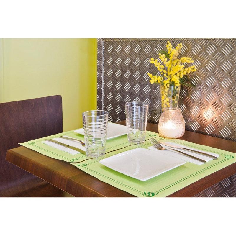 Set de table en pure cellulose 48g/m2 vert anis avec liseré 31x43cm - par 2000_1