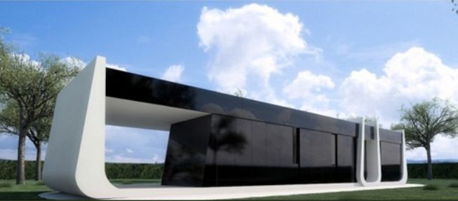 Studio jardin futuriste préfabriqué en acier, 43 m2 - ISK 37 Pods avec deux chambres et terrasses_1