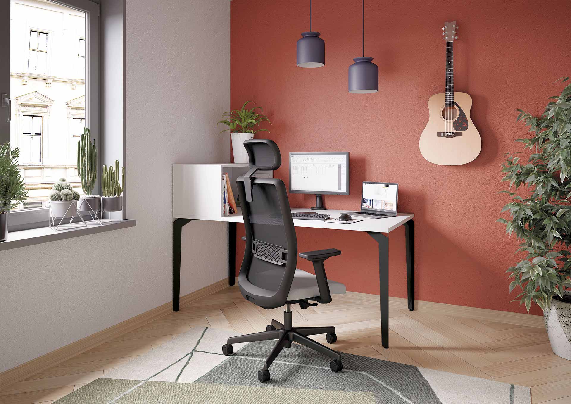 Bureaux design modulables - Flex office et open space - Gamme Paris avec plateaux en bois mélaminé_1