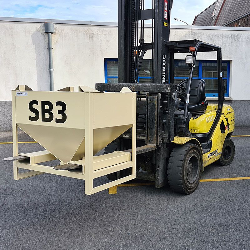 Conteneur auto videur 350 L avec fourreaux de fourches - CMU 800 kg - intérieur lisse et gerbable_1