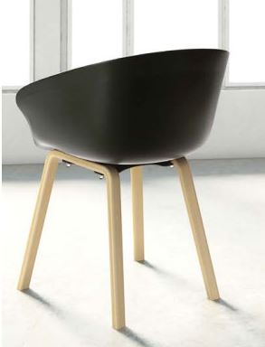Ensemble de 4 fauteuils HOP - Pieds bois - Monocoque en polypropylène - Référence 8081 SR M_1