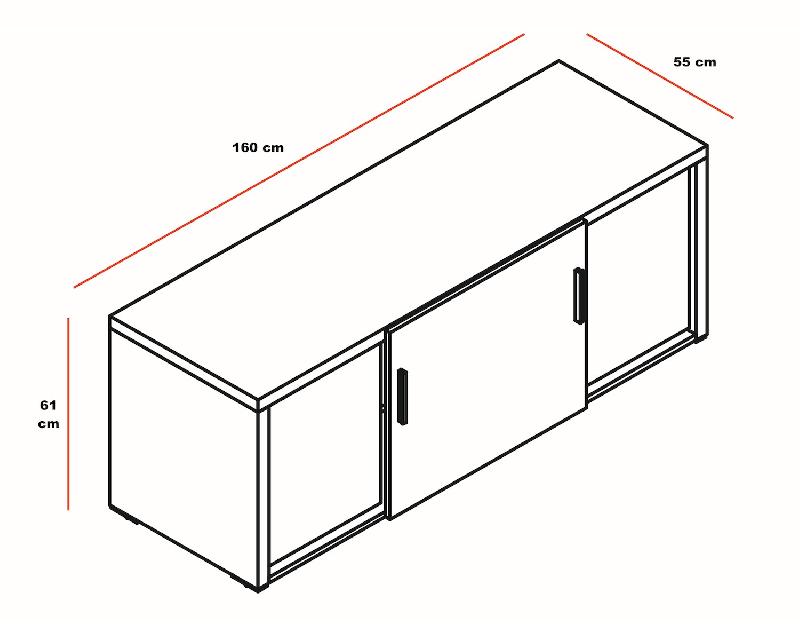 Meuble bas à portes coulissantes Quando - MDD - Wengé_2
