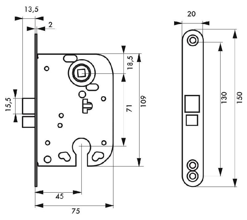 Serrure encastrable pour porte d'entrée à cylindre - THIRARD - coffre acier embouti - finition laiton_1