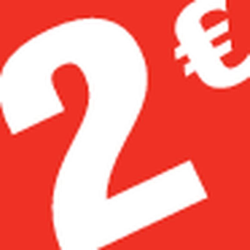 Sticker carré 2€ 3.3x3.3cm rouge/blanc - par 500_1