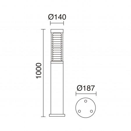 Borne extérieure Maxima Plus - IP55 - IK08 - 20W - anthracite - hauteur 1000 mm - 3000K - 2880 lumens_1