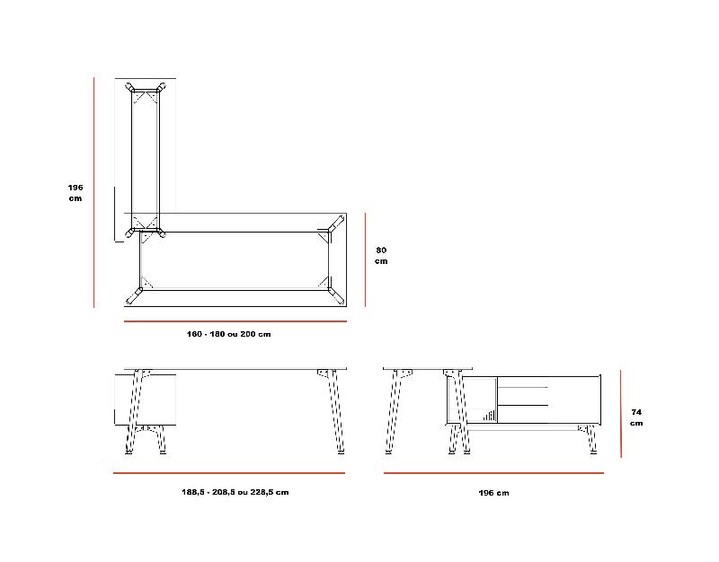 Bureau d'angle avec meuble de rangement Arky - 228, Noir, Hêtre, Droite_1
