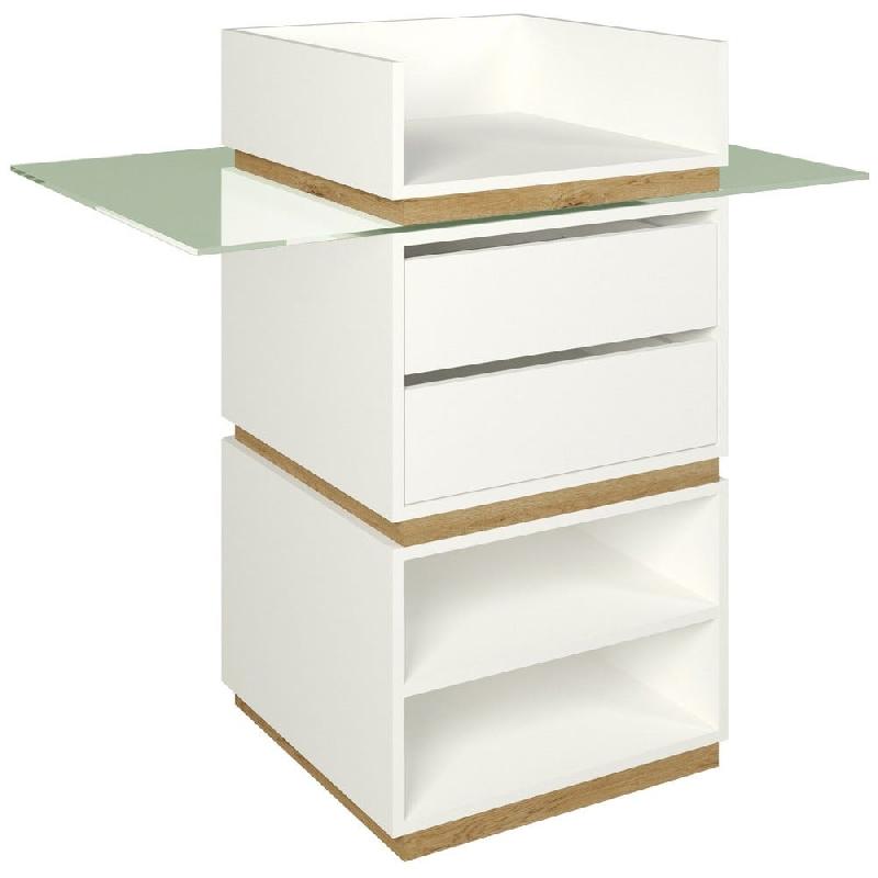 Comptoir L60xP60xH114cm blanc super mat + plateau verre trempé L120xP80cm Ep10mm_1