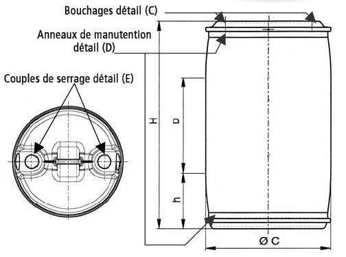 Fût 220L DTNP - 2 bondes - Bleu - Sotralentz_1