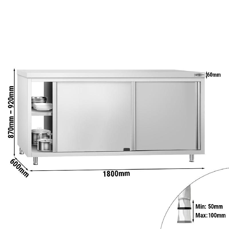 Meuble bas inox central traversant passe-plat P 600 mm -_1
