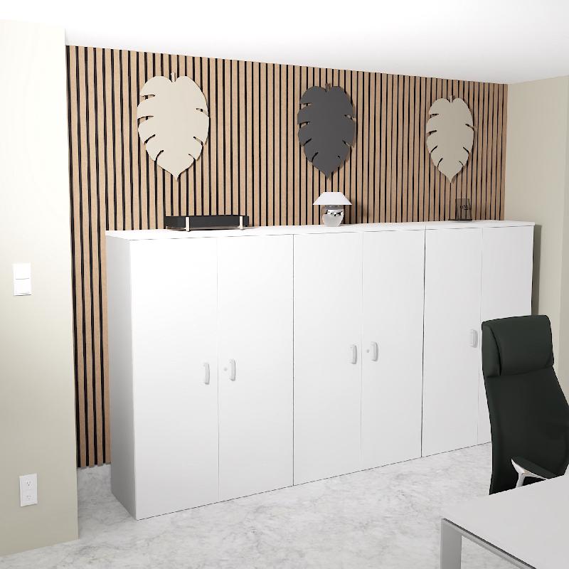 Armoire moyenne avec portes en bois - Mobel Linea - 100, Blanc pastel_1