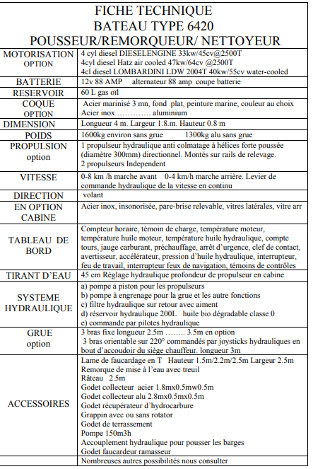 Bateau faucardeur, ramasseur et faucheur avec bras hydraulique 3.5 m - Type 6420_1
