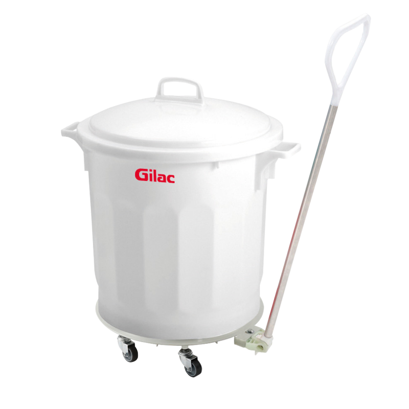Couvercle avec poignée pour conteneur alimentaire rond HACCP 75L Gilac - Blanc_1