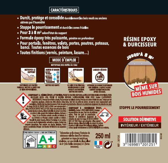 Durcisseur bois SINTO - 250 g - Résine époxy sans solvant et sans odeur pour réparation bois intérieur/extérieur_1