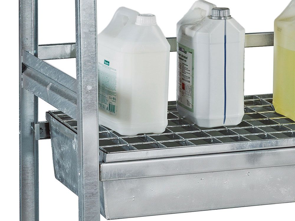 Étagère avec 3 bacs de rétention - acier galvanisé_1