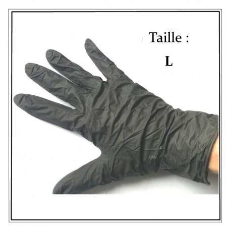 Gants nitrile noir non poudrés résistants - Taille L - Modes Lignes - Norme EN374-2_1