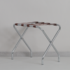 Porte-valises pliable en acier - Finition chrome/brun - Cadre solide avec sangles en nylon - SKU: F-732-001EA_1