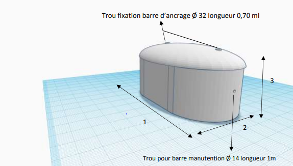 Borne interdiction de passage - Petit bloc 175 kg - L0,75m x l0,37m x Ht 0,37m  - REF2230175_1